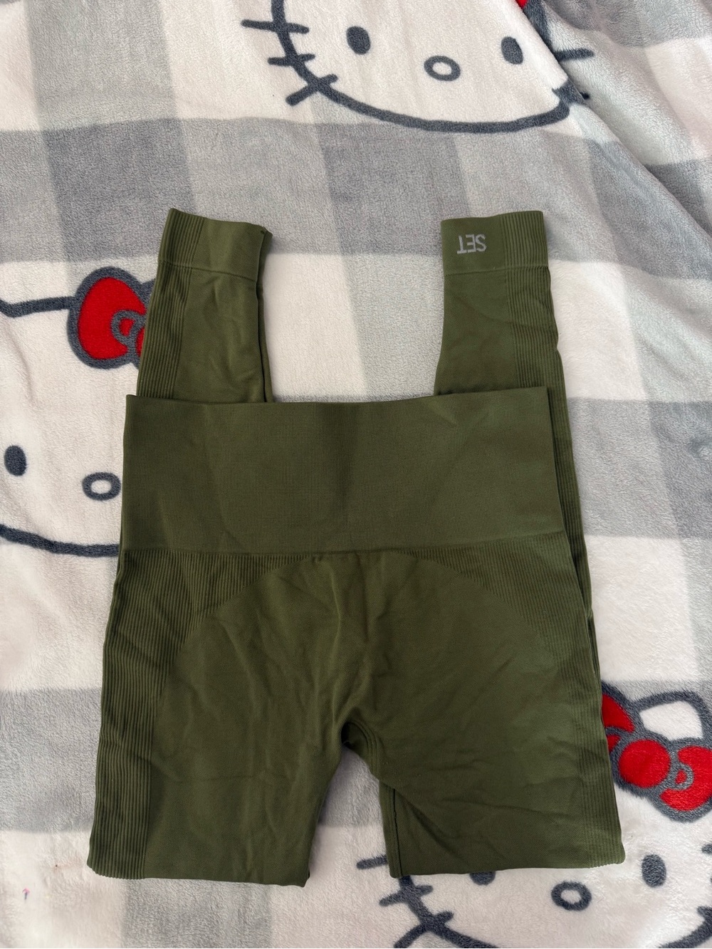 SET Active Olive Green Seamless High-Waist Bike leggings workout athletic